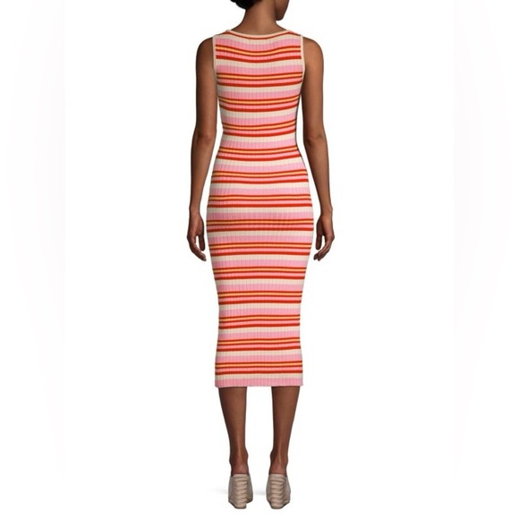 525 America Pink Striped Snap Button Front Tank Sweater Dress Size L Retro Comfy - Picture 2 of 11